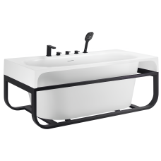 BAÑERA DE INMERSIÓN BLANCA CON SOPORTE NEGRO