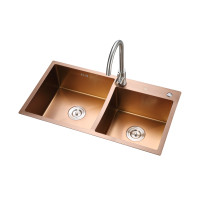 BACHA DOBLE EN INOX 82*45*22CM ROSE GOLD