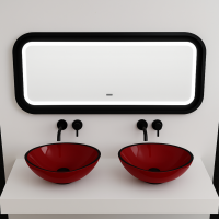 ESPEJO SMART EN SOLID SURFACE 1200*500*120MM EN COLOR NEGRO MATTE