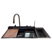 BACHA INTELIGENTE CON ESCURRIDOR EN COLOR NEGRO MATE FH10046 3.0+0.65