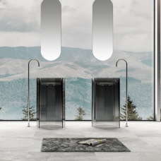 LAVABO PEDESTAL VITREO 500*500*900 COLOR NEGRO 