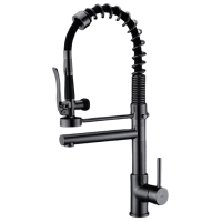 GRIFO COCINA PULL-OUT DOBLE GRAFITO PULIDO CARL