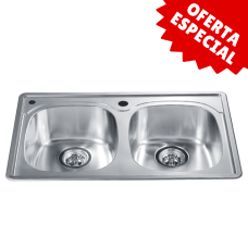 FREGADERO COCINA INOX DOBLE CH323 73*46*16CM