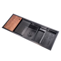 BACHA EN INOX PARA COCINA 122*48*25CM FH4819 COLOR GUN BLACK PLUS