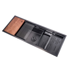 BACHA EN INOX PARA COCINA 122*48*25CM FH4819 COLOR GUN BLACK PLUS