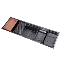 BACHA EN INOX PARA COCINA 152*48*25CM FH6019 GUN BLACK PLUS