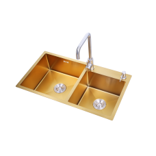 BACHA DOBLE EN INOX 82*45*22CM DORADA