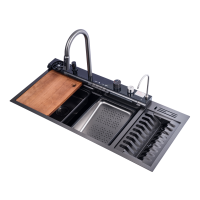 BACHA INTELIGENTE 100*46*22CM CON ESCURRIDOR COLOR GUNBLACK